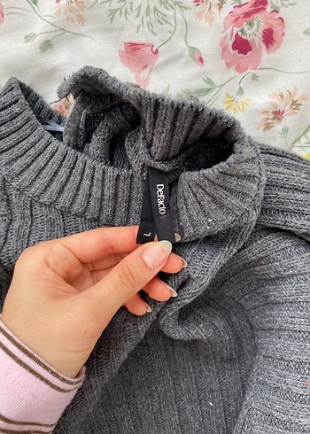 Gri Örgü Boğazlı Kadın Kazak - Görsel 3