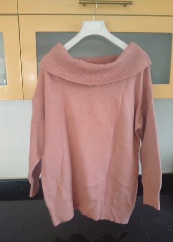 Gül Kurusu Karmen Yaka Salaş Kadın Kazak - Görsel 8