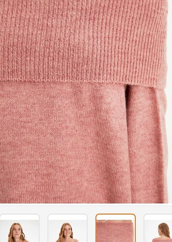 Gül Kurusu Karmen Yaka Salaş Kadın Kazak - Görsel 4