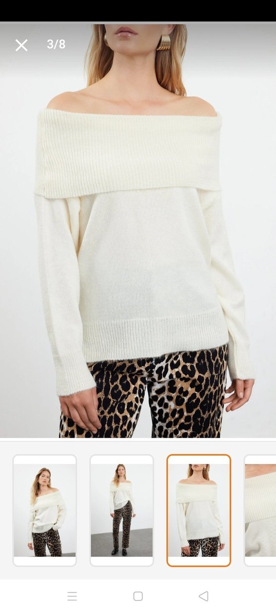 Ekru Karmen yaka Triko - Görsel 2