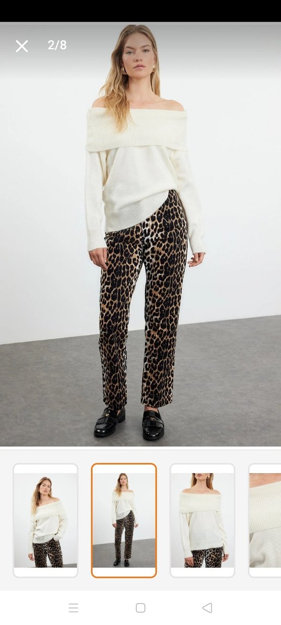 Ekru Karmen yaka Triko - Görsel 4