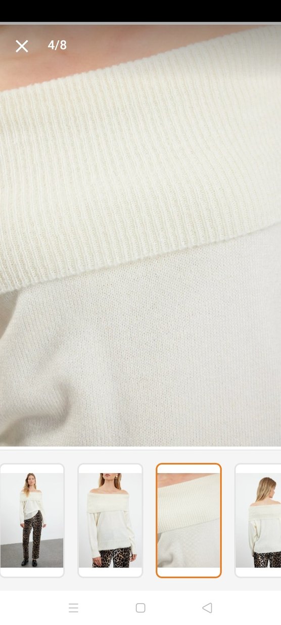 Ekru Karmen yaka Triko - Görsel 5