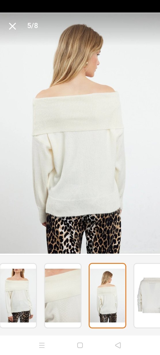 Ekru Karmen yaka Triko - Görsel 3