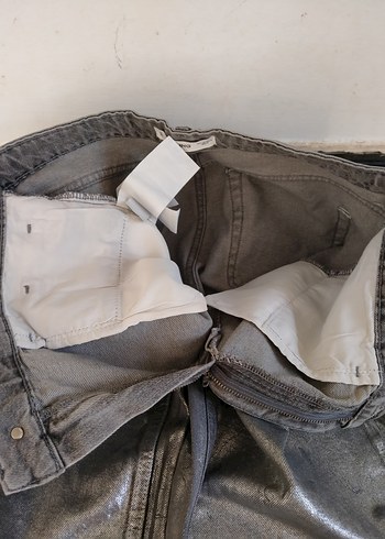 Gri Metalik Kadın Denim Pantolon - Görsel 9