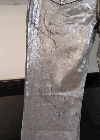 Gri Metalik Kadın Denim Pantolon - Görsel 5