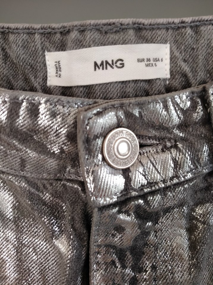 Gri Metalik Kadın Denim Pantolon - Görsel 4