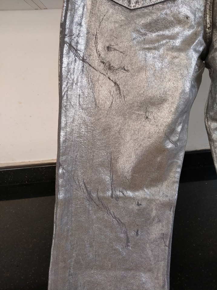 Gri Metalik Kadın Denim Pantolon - Görsel 5