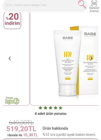 BABE Ayak Bakım kremi