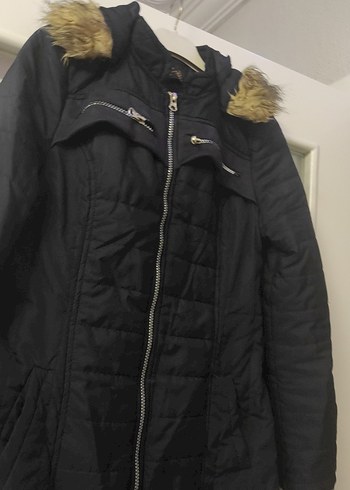 Siyah Uzun Fermuarlı Kadın Mont - Görsel 3