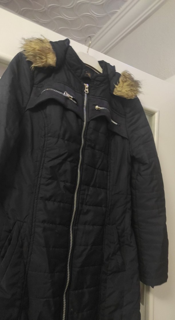 Siyah Uzun Fermuarlı Kadın Mont - Görsel 3