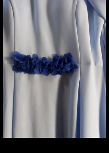 Mavi Drapeli Uzun Kadın Abiye Elbise - Görsel 2