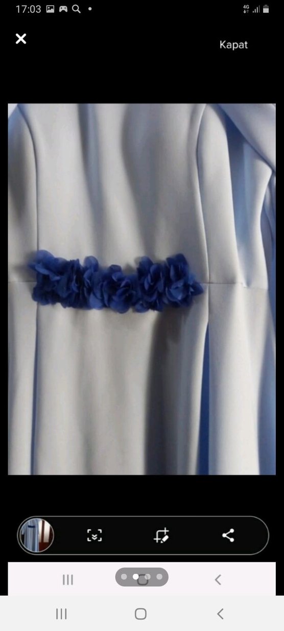 Mavi Drapeli Uzun Kadın Abiye Elbise - Görsel 2