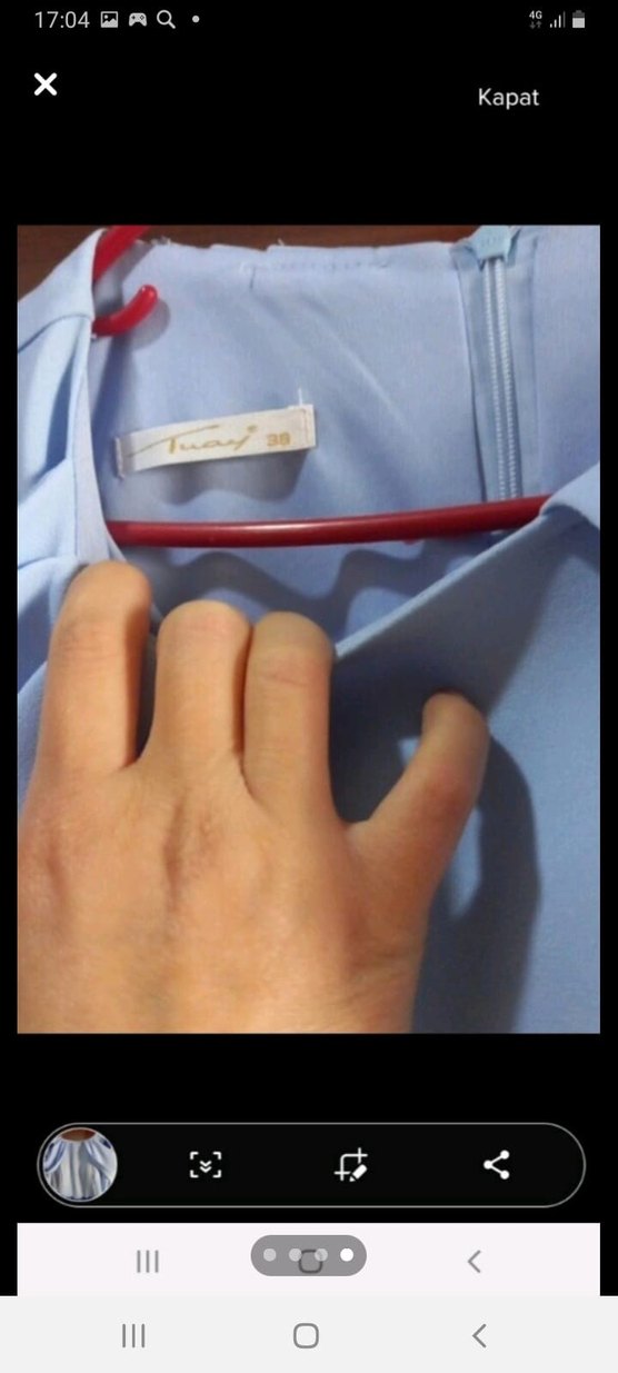 Mavi Drapeli Uzun Kadın Abiye Elbise - Görsel 4