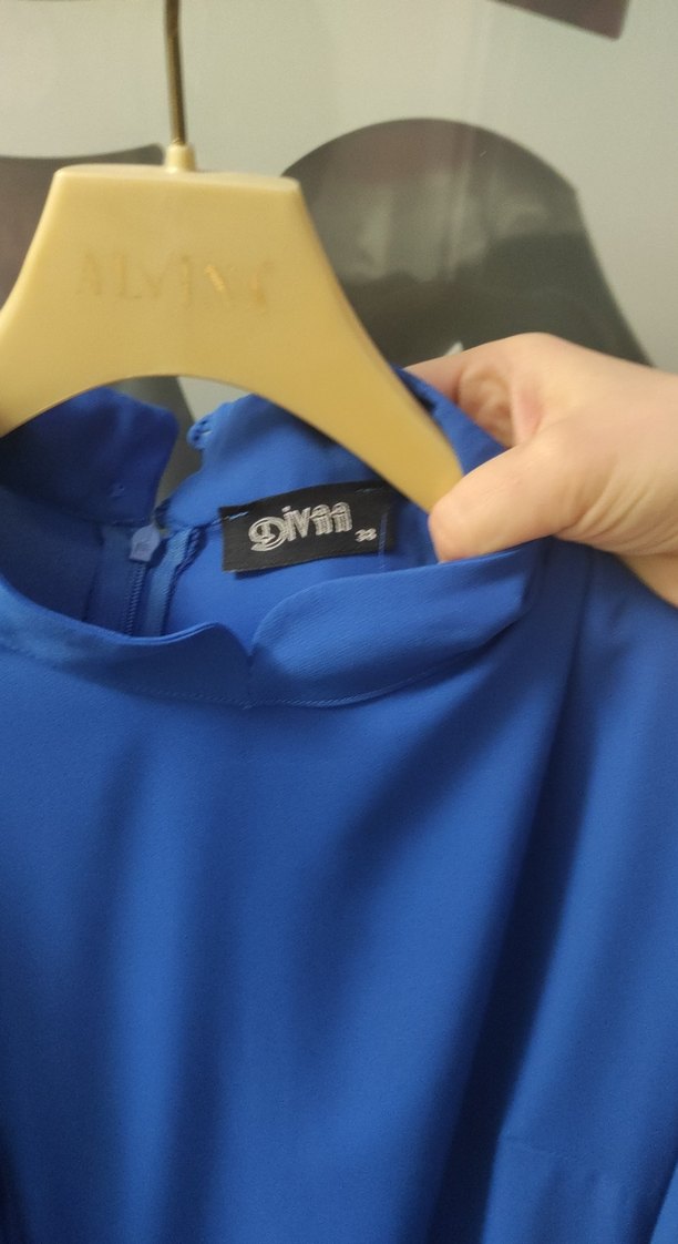 Uzun Kollu Fırfırlı Mavi Tunik - Görsel 2