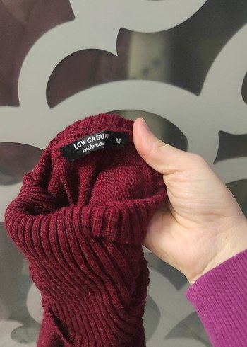 Bordo Kadın Boğazlı Triko Kazak - Görsel 2