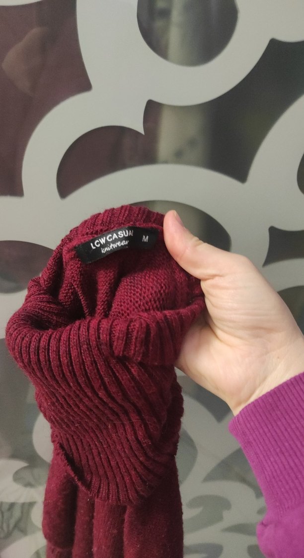 Bordo Kadın Boğazlı Triko Kazak - Görsel 2