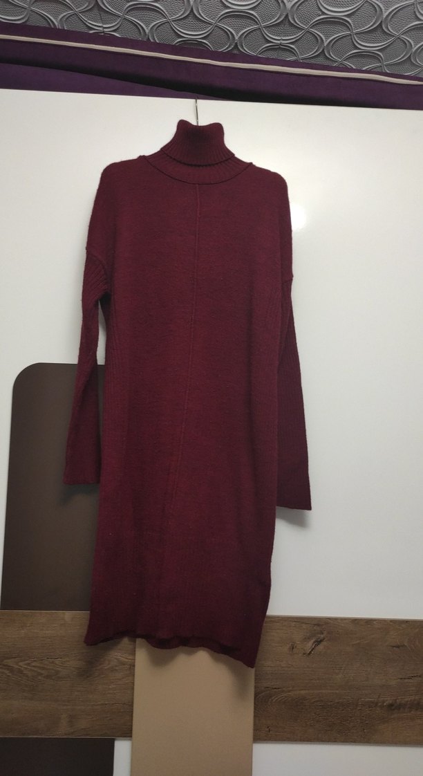 Bordo Kadın Boğazlı Triko Kazak - Görsel 3