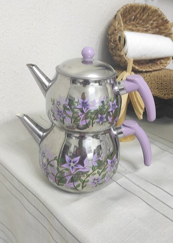 Mor Çiçek Desenli Çaydanlık Takımı - Görsel 2