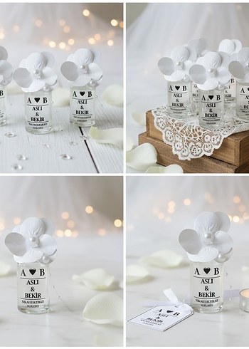 Beyaz Çiçekli Kişiye Özel Nişan- Nikah- Düğün Hediyelikler - Görsel 2