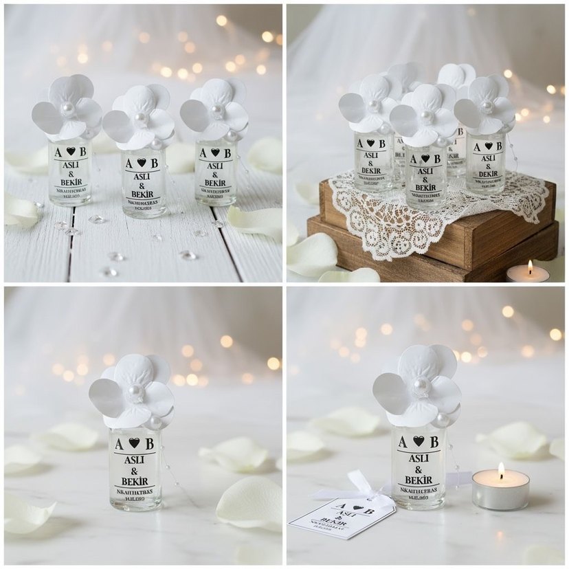 Beyaz Çiçekli Kişiye Özel Nişan- Nikah- Düğün Hediyelikler - Görsel 2