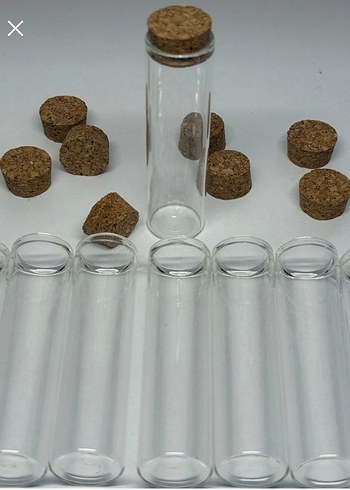 Mantar Kapaklı Cam Tüp Şişe - Görsel 2