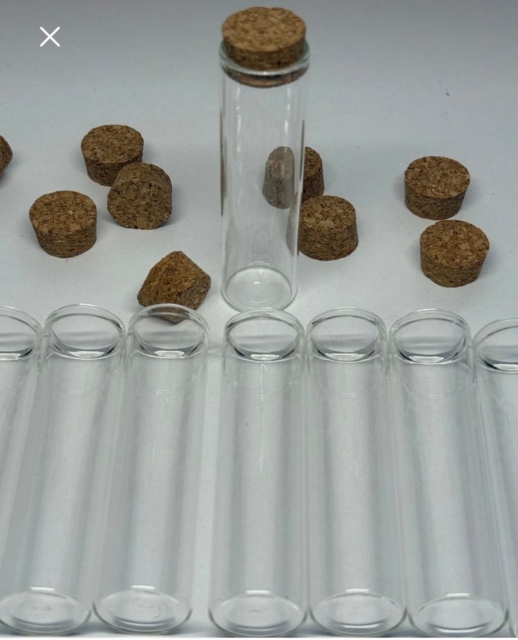 Mantar Kapaklı Cam Tüp Şişe - Görsel 2