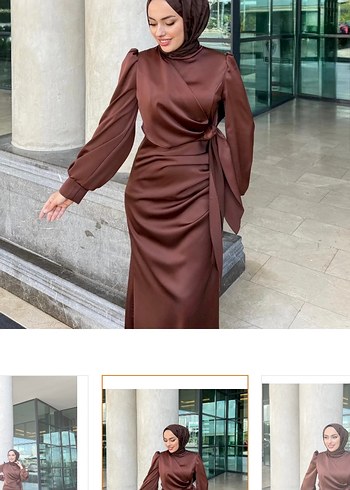 Tesettür Kahverengi Abiye - Görsel 2