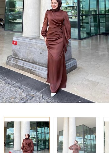 Tesettür Kahverengi Abiye - Görsel 5