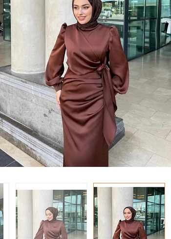 Tesettür Kahverengi Abiye - Görsel 3