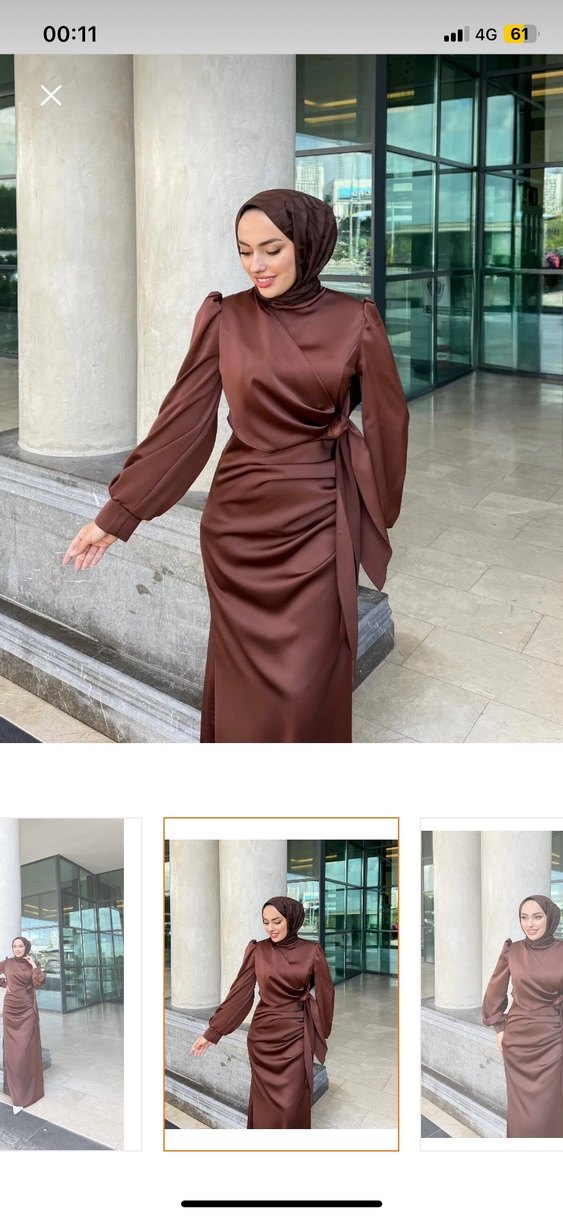 Tesettür Kahverengi Abiye - Görsel 2