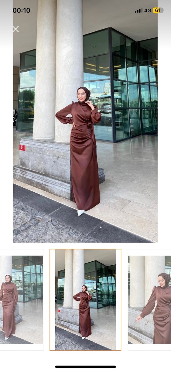 Tesettür Kahverengi Abiye - Görsel 4