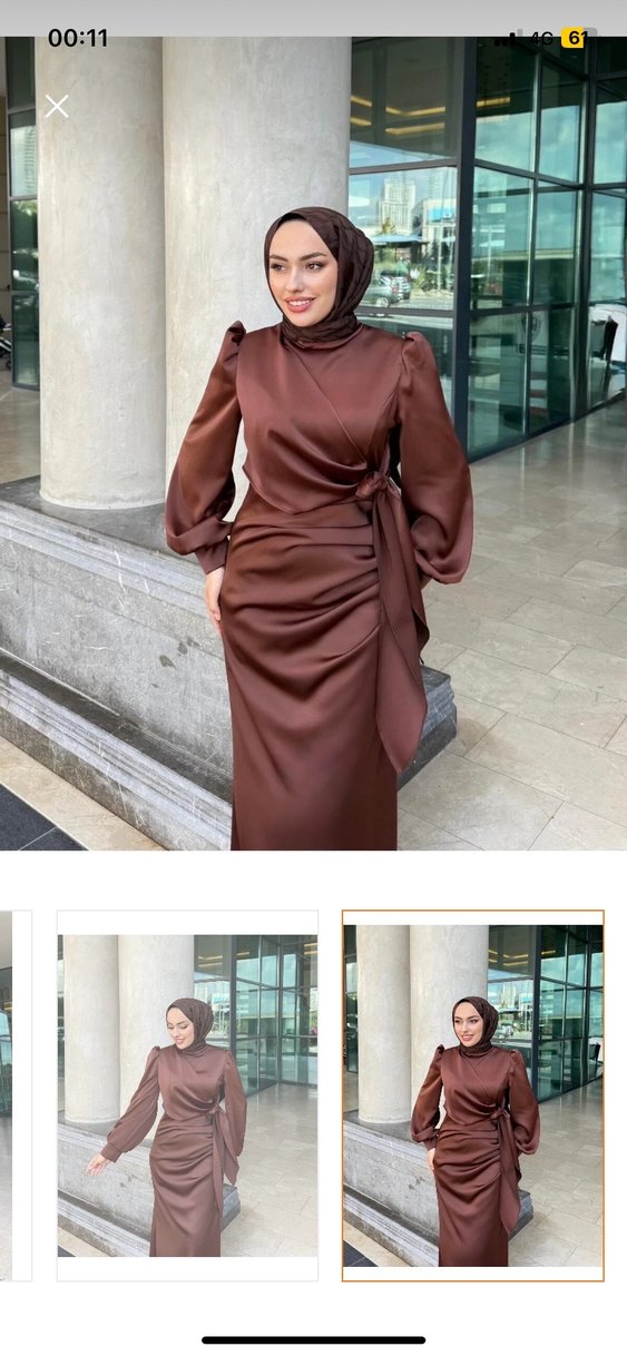 Tesettür Kahverengi Abiye - Görsel 3