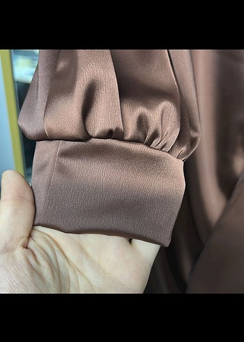 Kahverengi Drapeli Uzun Kadın Elbise - Görsel 3