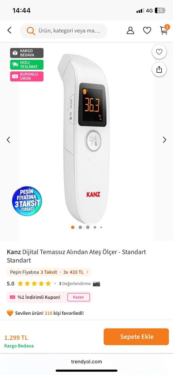 KANZ Dijital Temassız Ateş Ölçer - Görsel 2