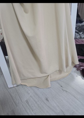 Bej Uzun Kollu Drapeli Abiye Elbise - Görsel 6