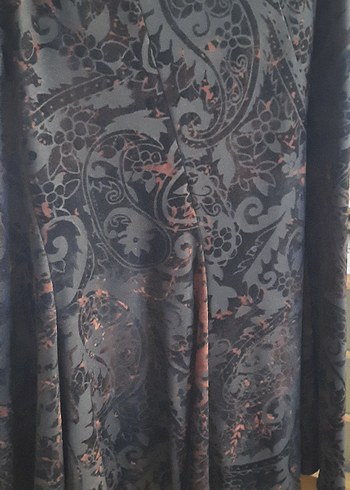 Desenli Gri Drapeli Uzun Hamile Eteği - Görsel 2