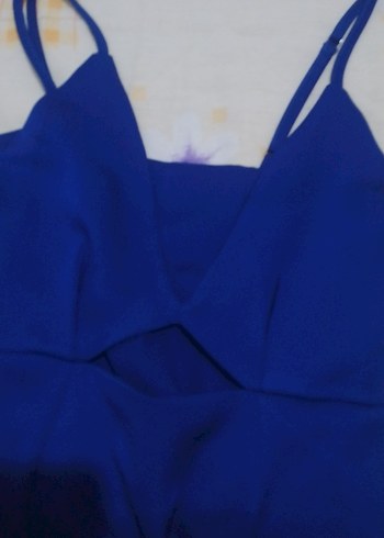 Koyu Mavi Drapeli Uzun Abiye Elbise - Görsel 4