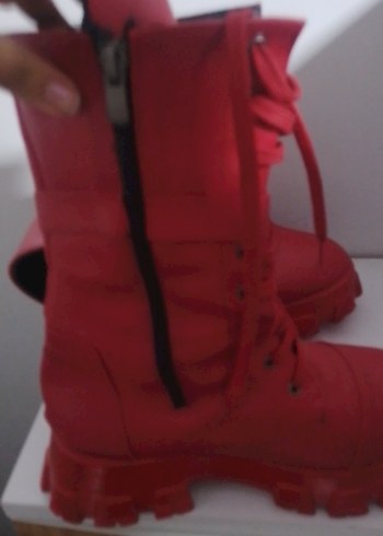 Kırmızı Deri Kadın Yüksek Topuklu Bot - Görsel 3