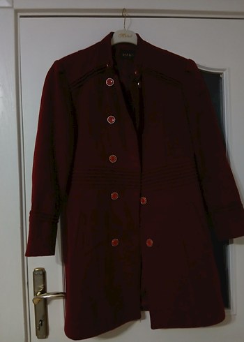 Bordo Düğmeli Kadın Kaban - Görsel 2