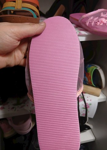 Pembe Nakışlı Dantelli Kadın Terlik - Görsel 2