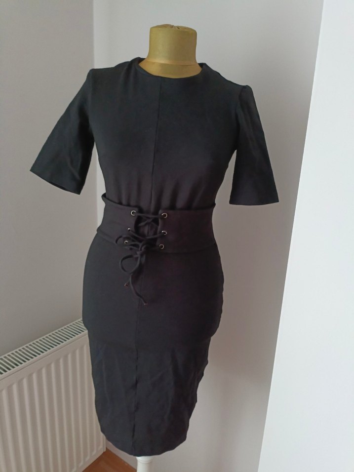 Siyah Midi Goth Kadın Elbise - Görsel 2