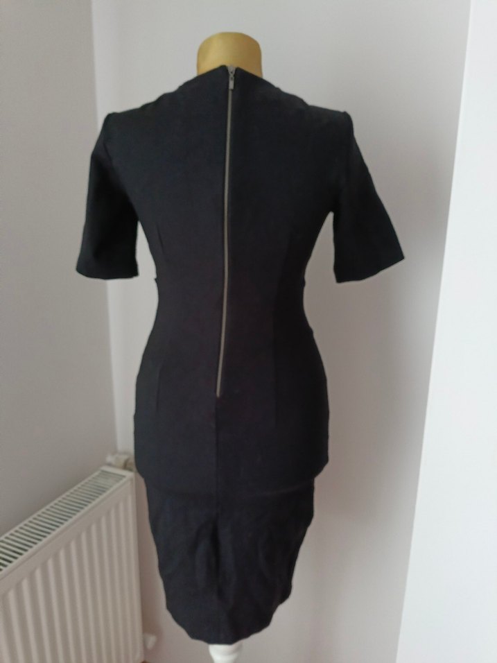 Siyah Kemerli Midi Giyimli Kadın Elbise - Görsel 4