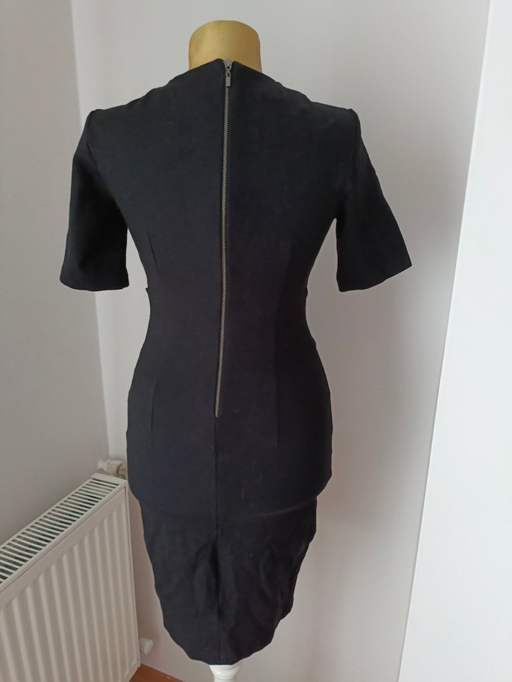 Siyah Kemerli Midi Giyimli Kadın Elbise - Görsel 5