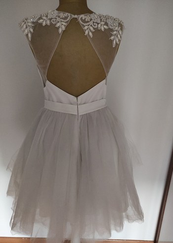 Mini Beyaz Dantel Detaylı Abiye Elbise - Görsel 5