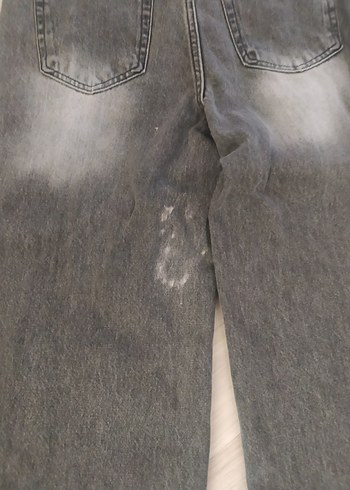 38 Beden gri Renk Gri Kadın Loose Fit Midi Denim Jean