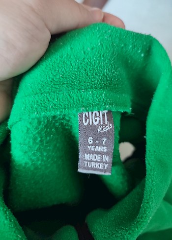 7 Yaş Beden Çığıt Yeşil Fermuarlı Erkek Çocuk Polar Yelek