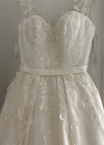 Dantel Detaylı Midi A Kesim Gelinlik - Görsel 3