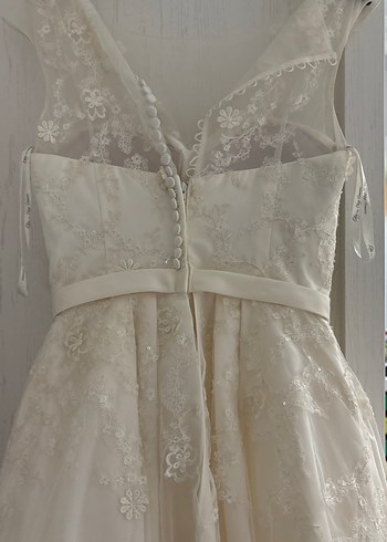 Dantel Detaylı Midi A Kesim Gelinlik - Görsel 4