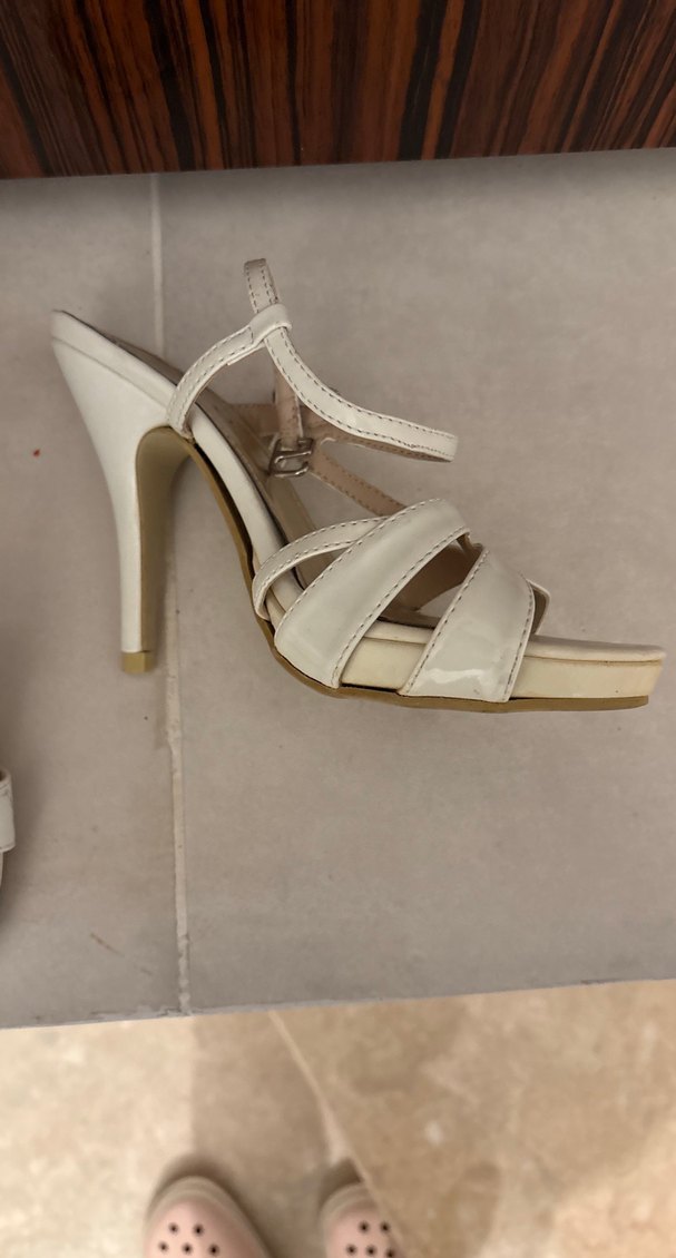 DERİMOD Beyaz Dolgu Topuklu Kadın Abiye Ayakkabı - Görsel 2