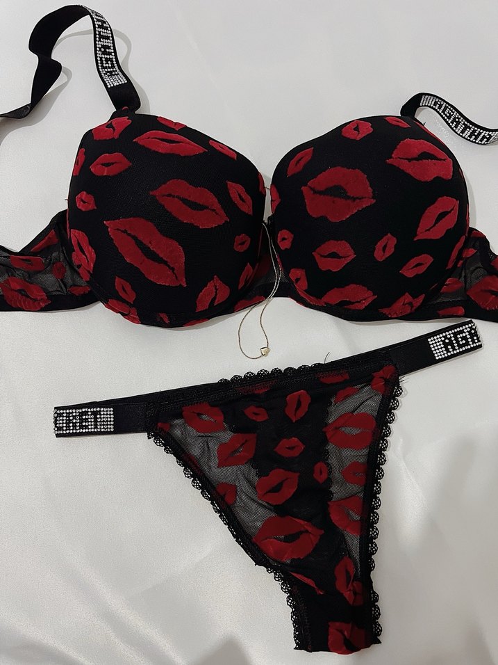 Kırmızı Desenli Dolgulu Gotik Sütyen - Görsel 2